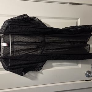 Elegant Black Sheer Lace Robe